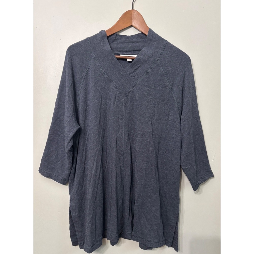 Pure Jill J Jill Affinity French Terry Tunic Top XL Gray Pima‎ Cotton  3/4 Slv
